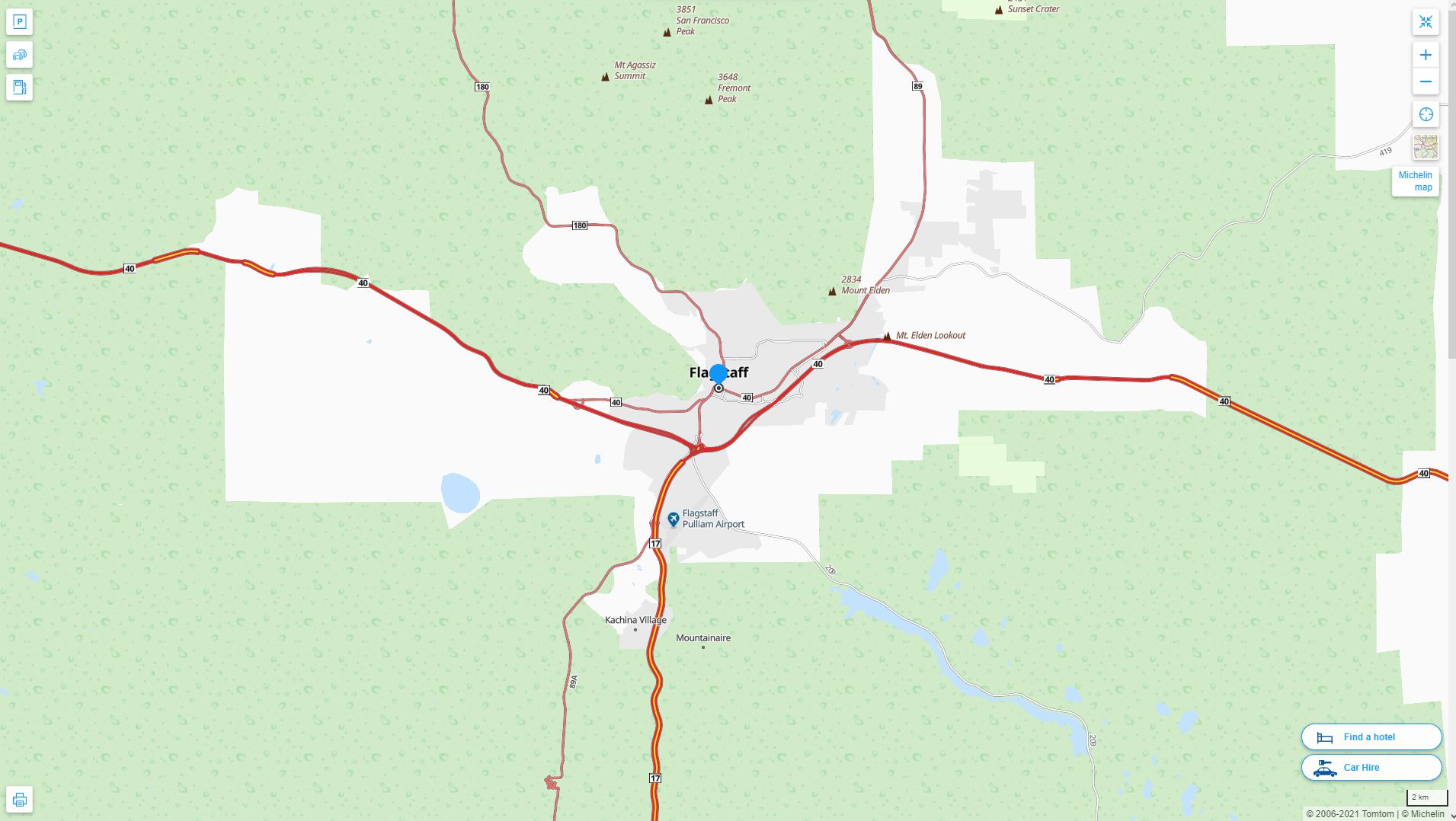 Flagstaff Arizona Highway and Road Map